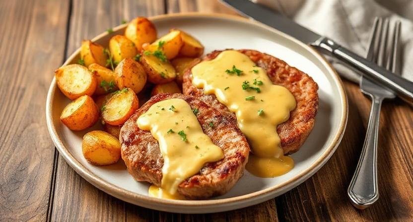 Read more about the article Creamy Dijon Pork Chops with Roasted Potatoes: An Elegant Yet Easy Meal