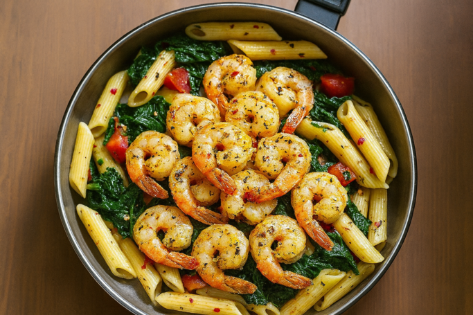 How To Make Shrimp, Tomato, and Spinach Pasta